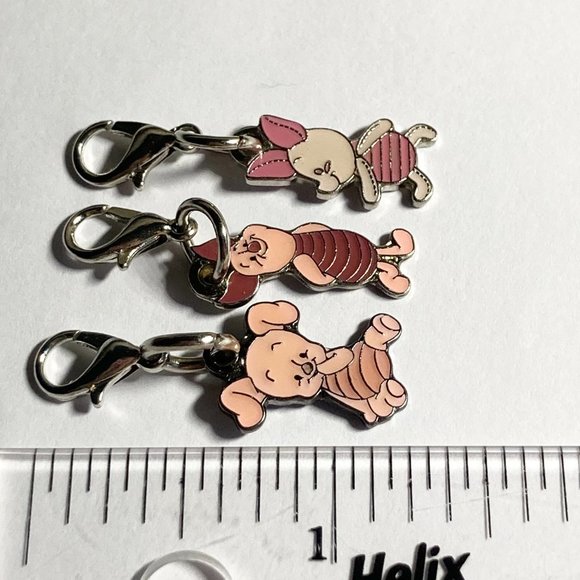 Vintage Disney Winnie The Pooh Piglet Lot of 6 Clip On Charms Purse Zipper Pull - Picture 10 of 11
